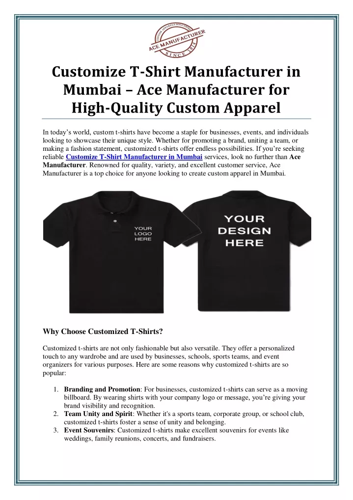 customize t shirt manufacturer in mumbai