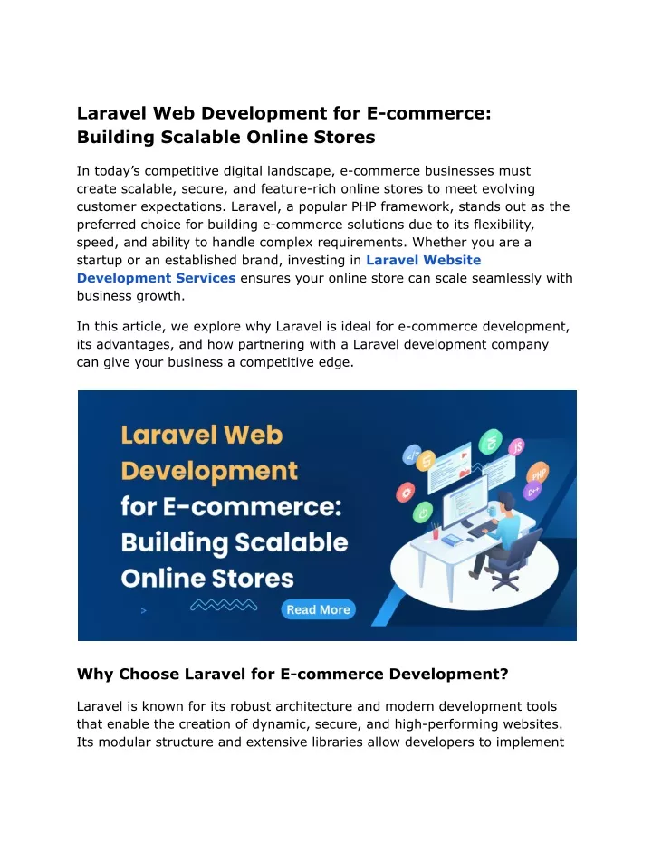 laravel web development for e commerce building