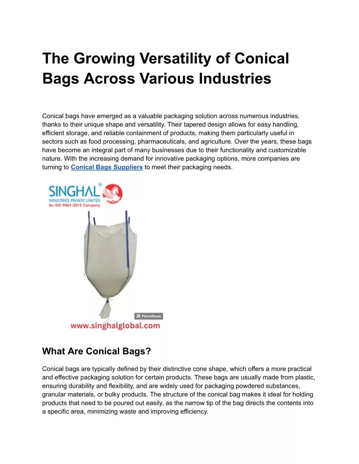 the growing versatility of conical bags across