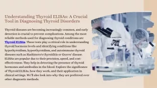 Thyroid ELISA Reliable Tools for Thyroid Function Testing