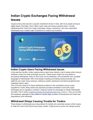 Indian Crypto Exchanges Facing Withdrawal Issues