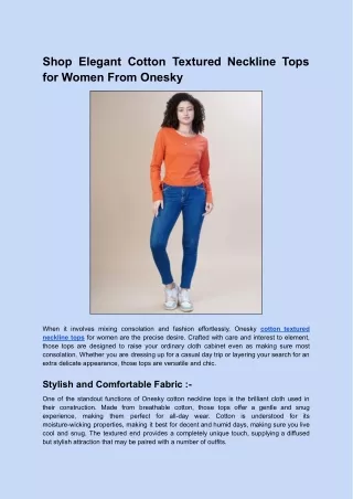 Shop Elegant Cotton Textured Neckline Tops for Women From Onesky
