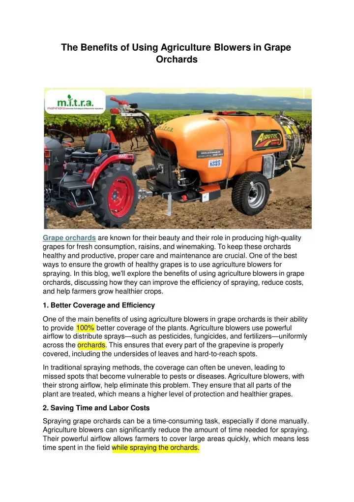 the benefits of using agriculture blowers