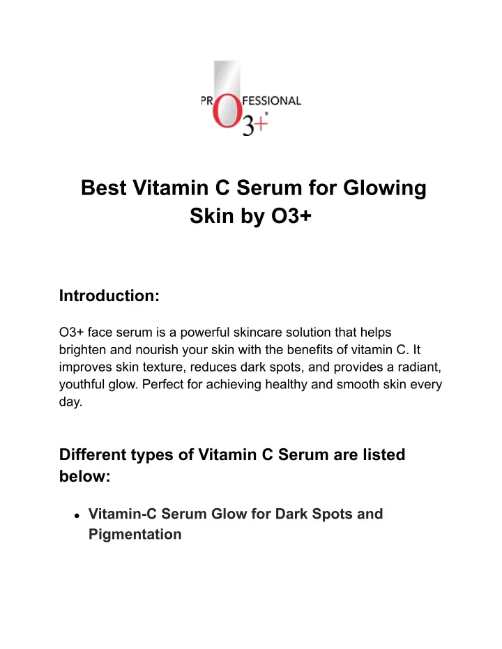 best vitamin c serum for glowing skin by o3