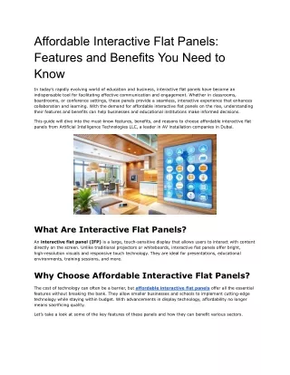 Affordable Interactive Flat Panels
