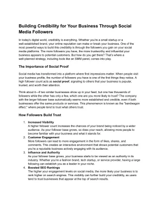 Building Credibility for Your Business Through Social Media Followers