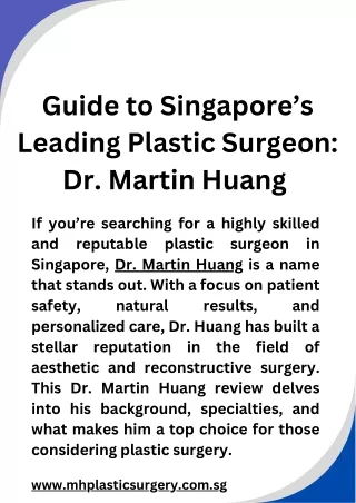 Dr. Martin Huang: Patient Testimonials and Surgical Excellence