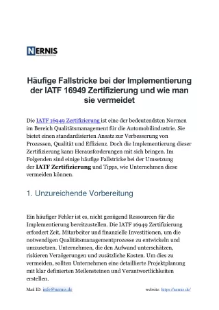 IATF 16949 Zertifizierung  - Nernis Managementsysteme