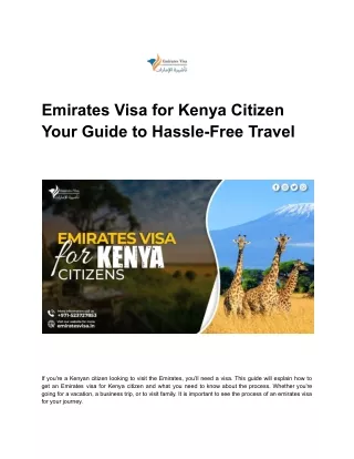 Emirates Visa for Kenya Citizen  Your Guide to Hassle-Free Travel