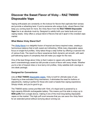 Discover the Sweet Flavor of Vicky – RAZ TN9000 Disposable Vape