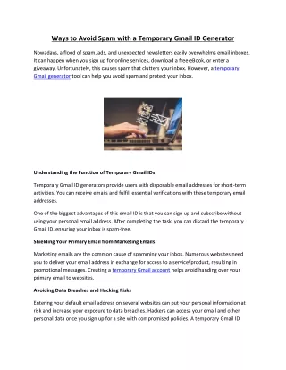 Ways to Avoid Spam with a Temporary Gmail ID Generator