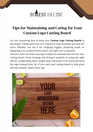 Tips for Maintaining and Caring for Your Custom Logo Cutting Board