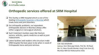 SRM Hospital : Expert Orthopaedic treatment for knee pain in Mumbai