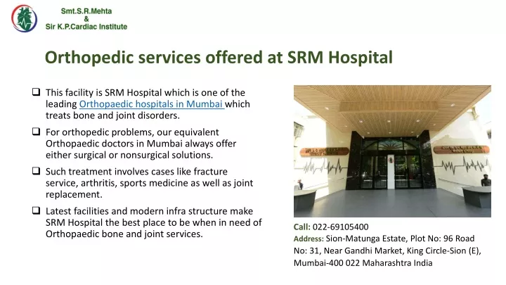 orthopedic services offered at srm hospital