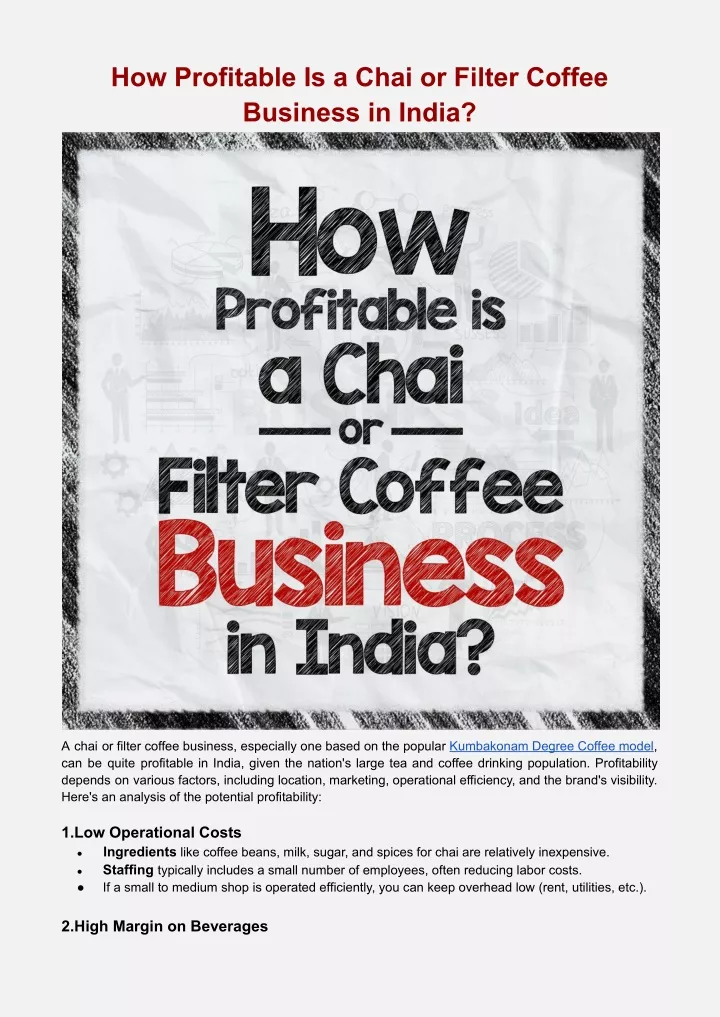 how profitable is a chai or filter coffee