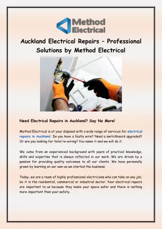 auckland electrical repairs professional