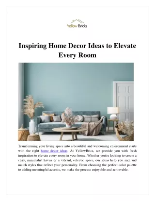 Inspiring Home Decor Ideas to Elevate Every Room