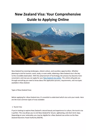 New Zealand Visa Your Comprehensive Guide to Applying Online