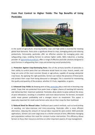 from pest control to higher yields
