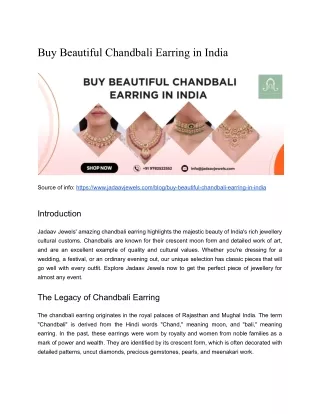 Buy Beautiful Chandbali Earring in India