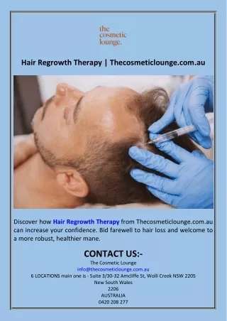 Hair Regrowth Therapy  Thecosmeticlounge.com.au
