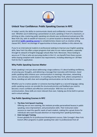 Unlock Your Confidence - Public Speaking Courses in NYC