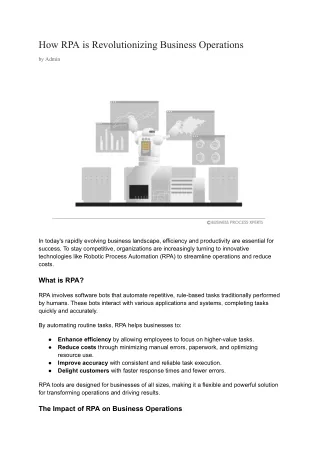 How RPA is Revolutionizing Business Operations by Admin