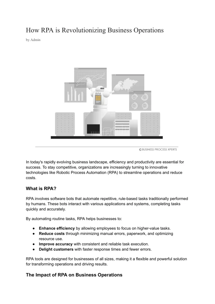how rpa is revolutionizing business operations