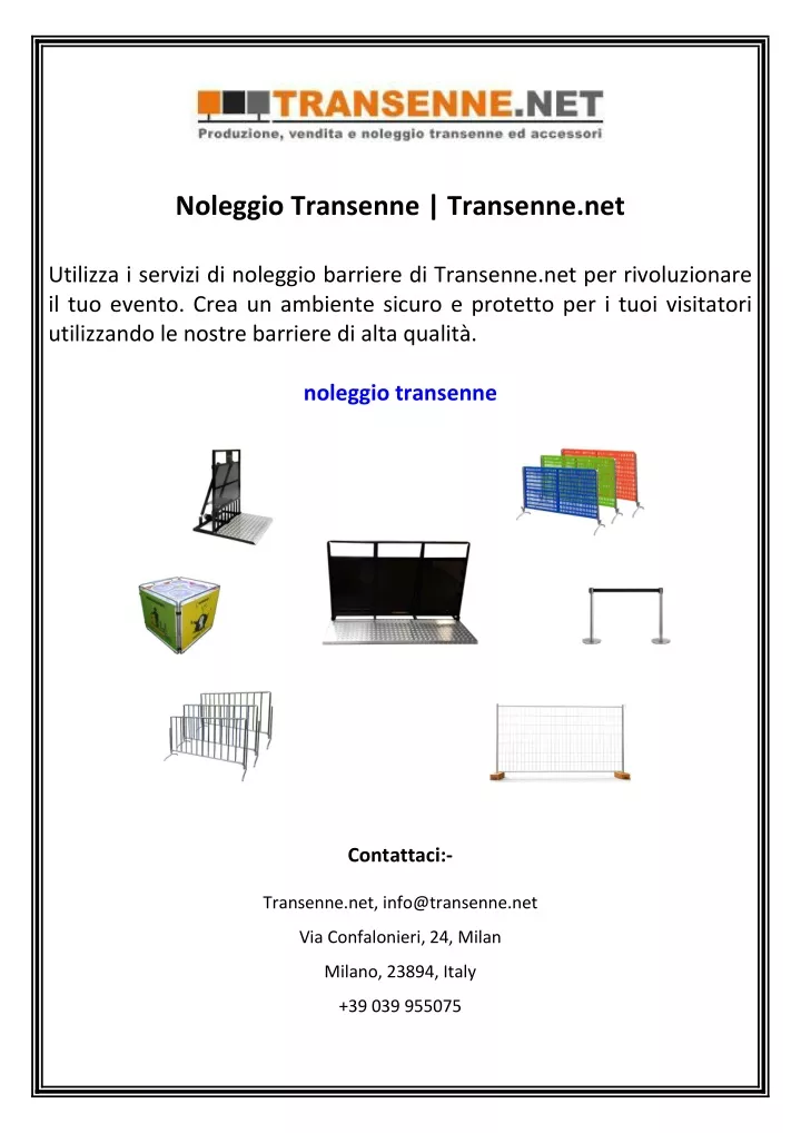 noleggio transenne transenne net