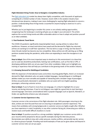 Flight Attendant Hiring Trends
