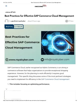 Best Practices for Effective SAP Commerce Cloud Management