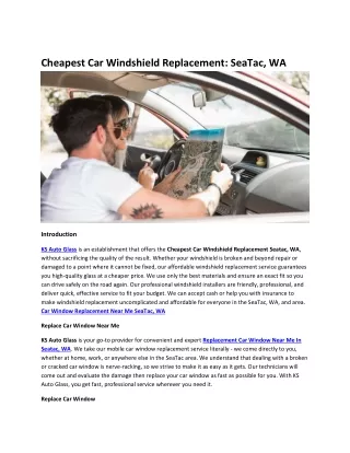 Cheapest Car Windshield Replacement