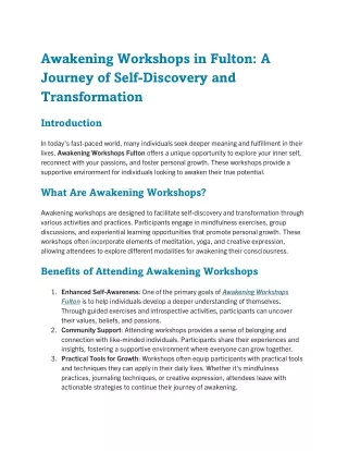 awakening workshops in fulton a journey of self