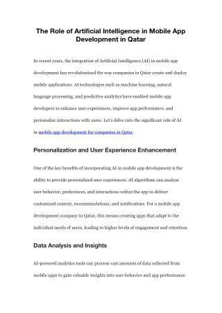 the role of artificial intelligence in mobile