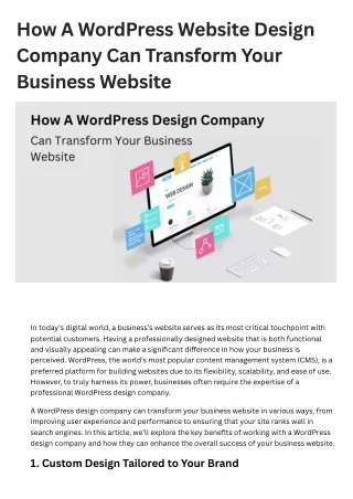 How A WordPress Website Design Company Can Transform Your Business Website