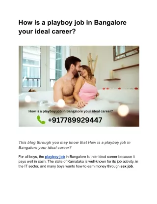 how is a playboy job in bangalore your ideal