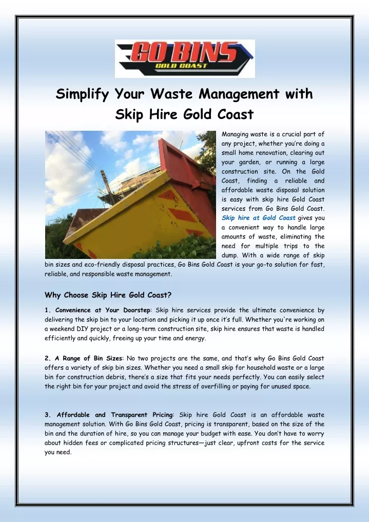 simplify your waste management with skip hire