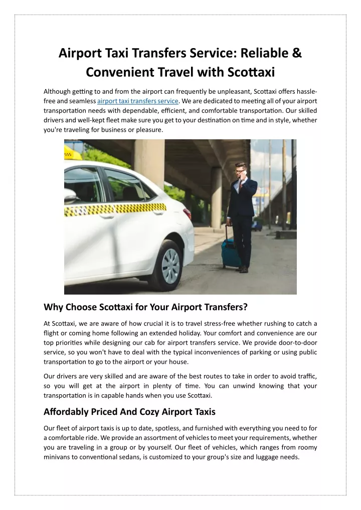 airport taxi transfers service reliable