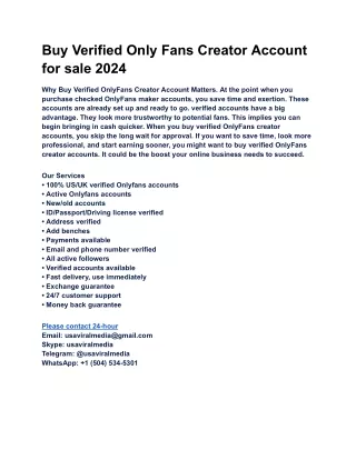 Buy Verified Only Fans Creator Account for sale 2024
