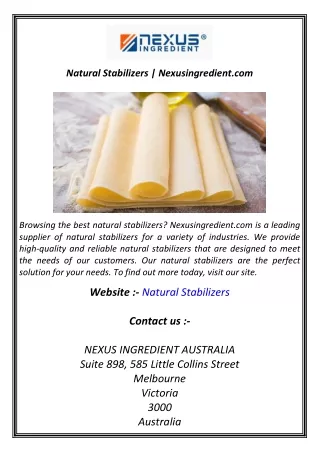 Natural Stabilizers  Nexusingredient.com