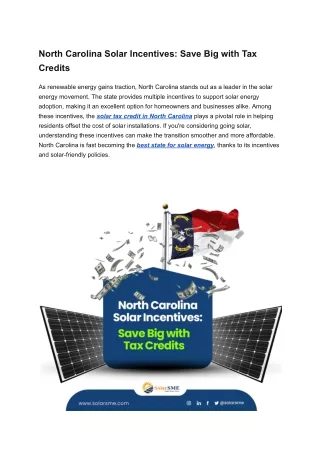 North Carolina Solar Incentives_ Save Big with Tax Credits