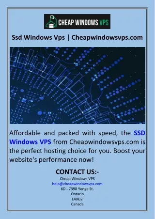 Ssd Windows Vps  Cheapwindowsvps.com