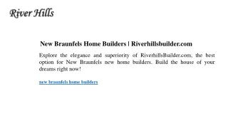 New Braunfels Home Builders Riverhillsbuilder.com