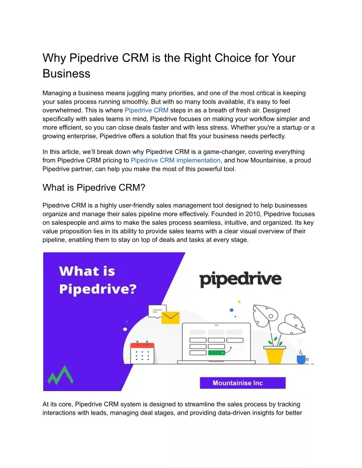 why pipedrive crm is the right choice for your