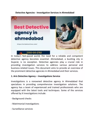 Detective Agencies Investigation Services in Ahmedabad