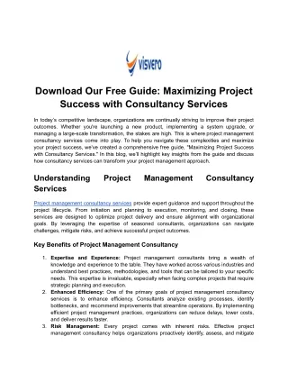 Download Our Free Guide: Maximizing Project Success with Consultancy Services