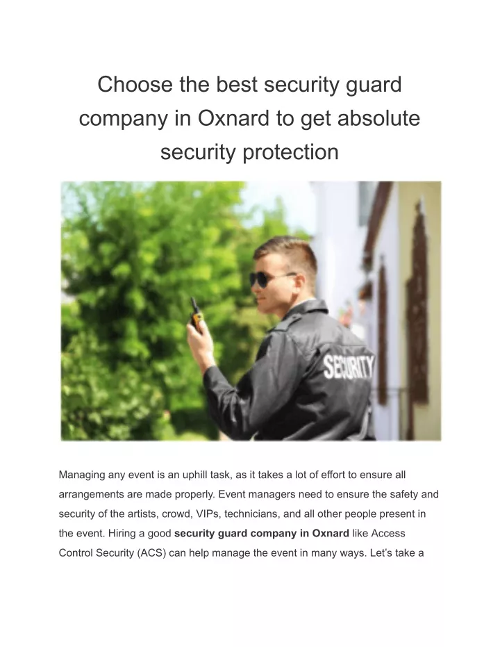 choose the best security guard company in oxnard