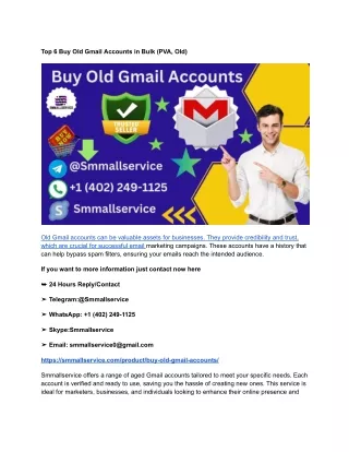 Top 6 Buy Old Gmail Accounts in Bulk (PVA, Old) (2)
