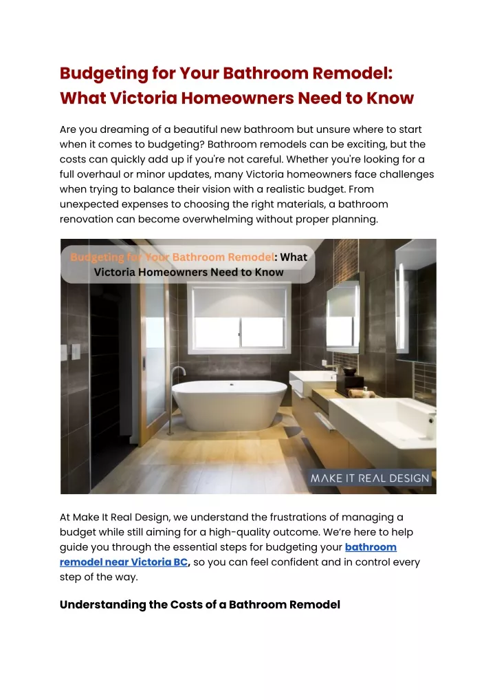 budgeting for your bathroom remodel what victoria