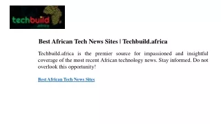 Best African Tech News Sites  Techbuild.africa
